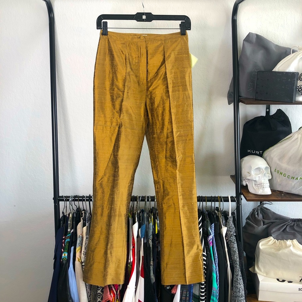 Paule Vasseur Gemeau 100% Silk Gold Pants